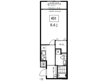 フォセット中村橋(1K/4階)の間取り写真