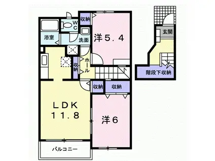 シエブロン I(2LDK/2階)の間取り写真