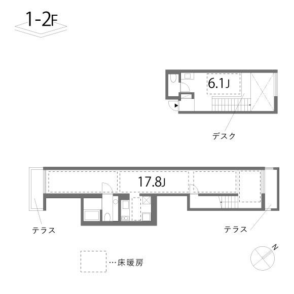 33 1/3 RPM(1LDK/1階)の間取り写真