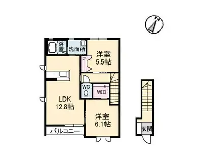 Iメゾン亀山(2LDK/2階)の間取り写真