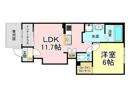アジャート(1LDK/1階)の間取り写真
