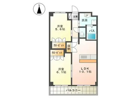 プラザ・シフォレI(2LDK/2階)の間取り写真