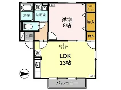 セジュール・カメリア(1LDK/1階)の間取り写真