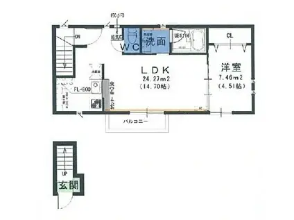 LA MER(1LDK/2階)の間取り写真