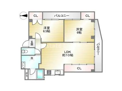 天神プラザ(2LDK/4階)の間取り写真