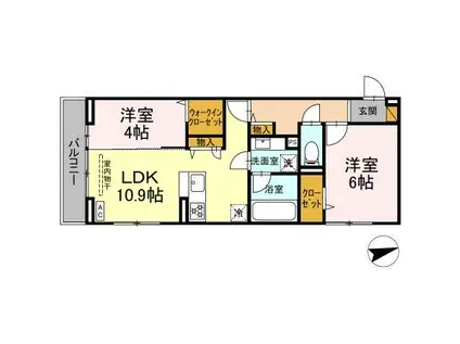 プロスペールE NO.1(2LDK/3階)の間取り写真