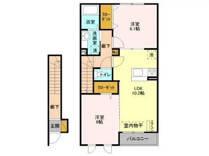 ANJEWEL(2LDK/2階)の間取り写真