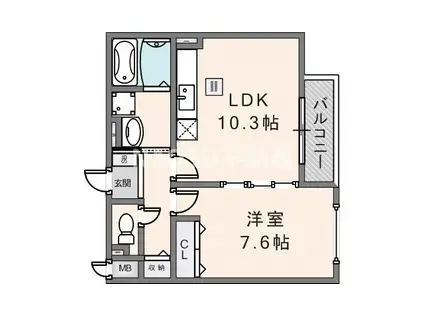 ビルズ(1LDK/1階)の間取り写真