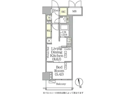 ザ・パークハビオ神楽坂レジデンスサウス(1LDK/10階)の間取り写真