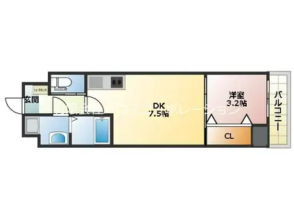 ヌー武庫川駅前(1DK/9階)の間取り写真