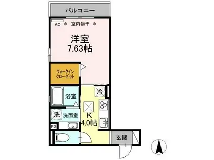 ALLUGE岐阜(1K/1階)の間取り写真