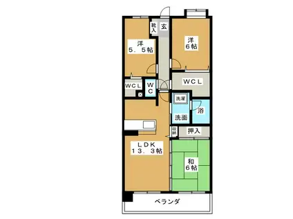 INSURANCE BLDG.VIII(3LDK/2階)の間取り写真