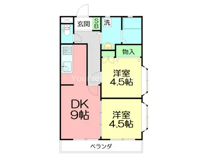 メゾンド・エスポワール(2DK/2階)の間取り写真