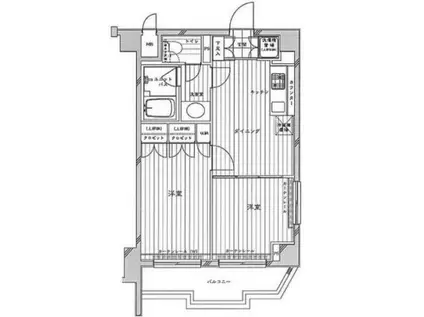 ルーブル飯田橋(2DK/4階)の間取り写真