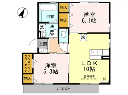 プール・トゥジュール(2LDK/3階)の間取り写真