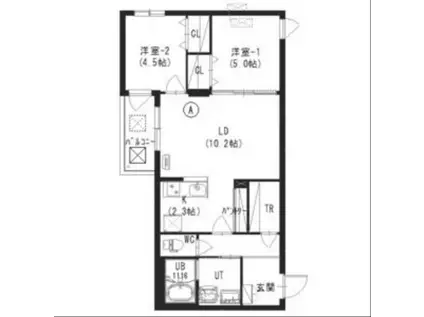 クレスト豊平公園(2LDK/3階)の間取り写真