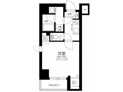 スカイコート清澄庭園(1K/3階)の間取り写真