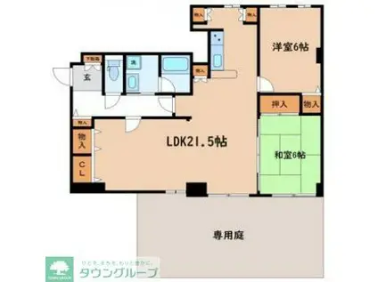 恒久ハイツ(2LDK/1階)の間取り写真