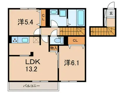 ソリッソ大久保町西嶋(2LDK/2階)の間取り写真