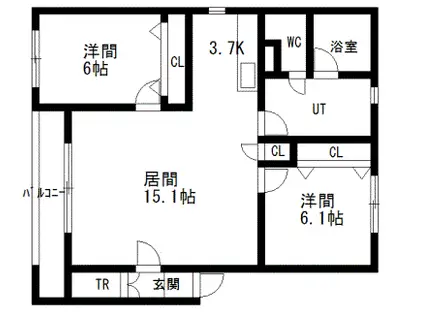 グランデ17(2LDK/1階)の間取り写真