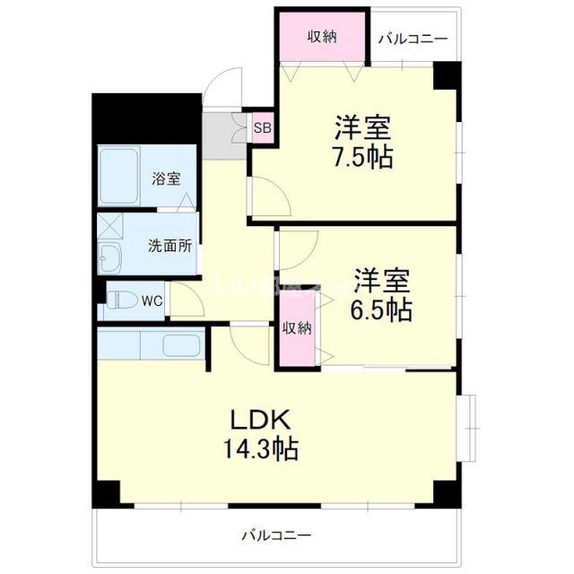 ロイヤルハイツ掛川(2LDK/8階)の間取り写真