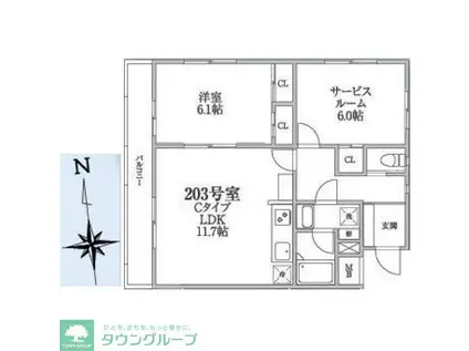 H・S茅ヶ崎(1SLDK/2階)の間取り写真