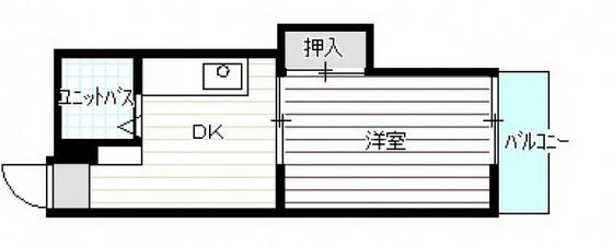 第6シモビル(1K/3階)の間取り写真