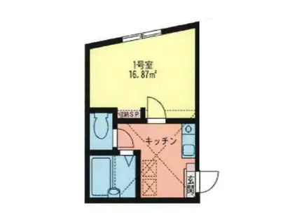 リーヴェルLECO横浜星川(1K/1階)の間取り写真