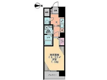 クレアーレ(1K/3階)の間取り写真