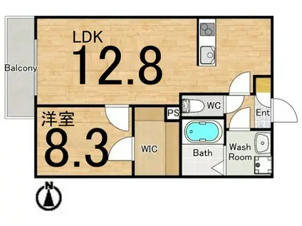 ジーメゾン名古屋牛立ルエーレ(1LDK/3階)の間取り写真