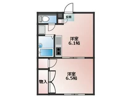 ＪＲ外房線 茂原駅 徒歩34分 3階建 築29年(1DK/1階)の間取り写真