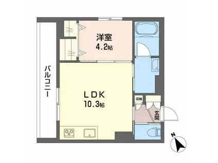 ヒールコート本町(1LDK/1階)の間取り写真