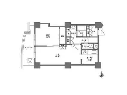 文京グリーンコート ビュータワー本駒込B(1LDK/20階)の間取り写真