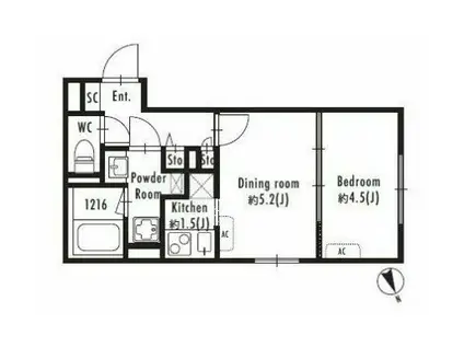 GRANPASEO西新宿(1DK/4階)の間取り写真