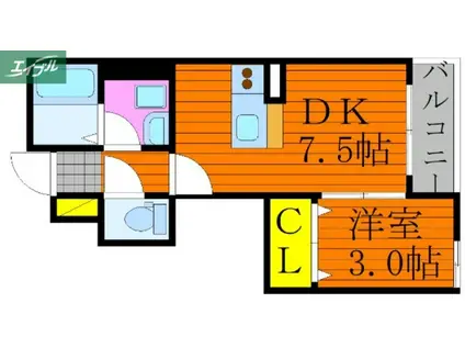 バルコティラール(1DK/1階)の間取り写真