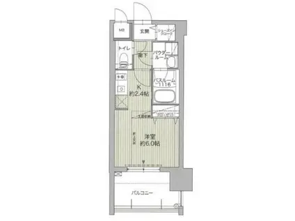 グランフォーレ博多ウォーターフロント(ワンルーム/12階)の間取り写真