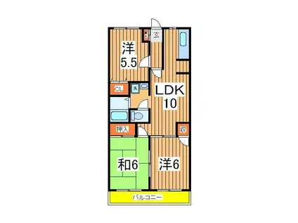 第6パールメゾン海老原(3LDK/4階)の間取り写真