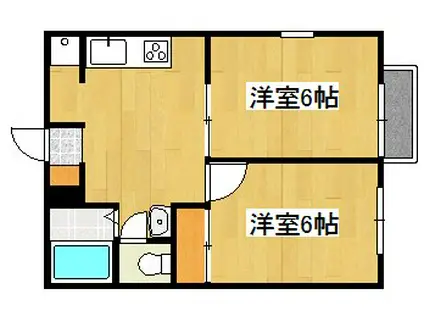 シティハイツ広瀬B(2DK/2階)の間取り写真
