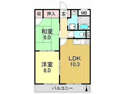 ハイツクレマチス(2LDK/2階)の間取り写真