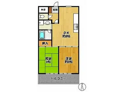 ロイヤルハイツ有野(2DK/3階)の間取り写真