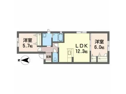 ステージ・ラフィネ I番館(2LDK/1階)の間取り写真