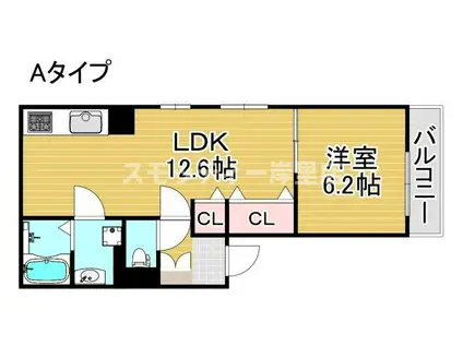 ARCASA KISHINOSATO VI(1LDK/2階)の間取り写真
