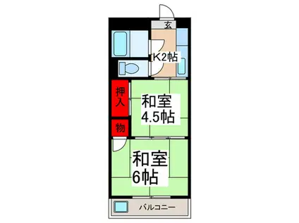 パークフラッツ舎人(2K/2階)の間取り写真