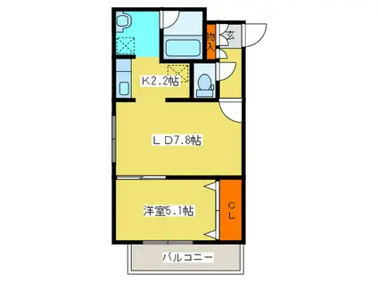 BELL-VUE ILLUMINER(1LDK/2階)の間取り写真