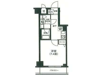 アイル プレミアム東京府中(1K/2階)の間取り写真