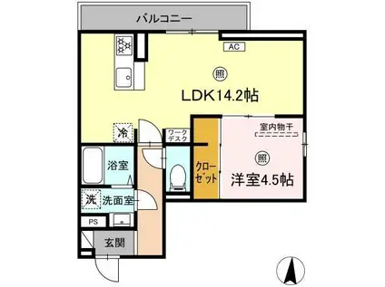 PREMILIFE須賀(1LDK/3階)の間取り写真