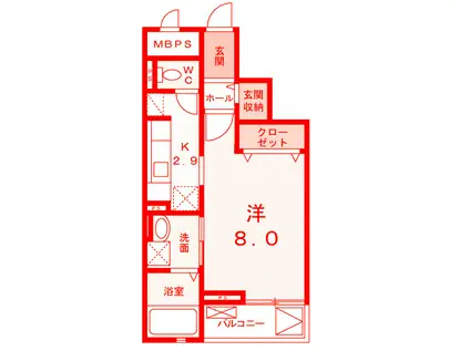 シエル・ブルー B(1K/3階)の間取り写真