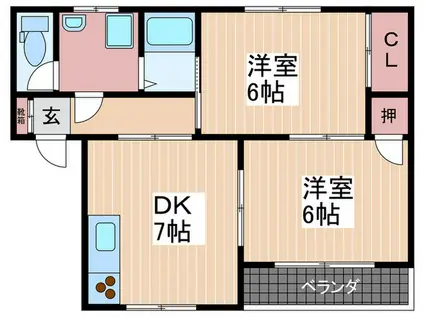 アサヒハイツ(2DK/3階)の間取り写真