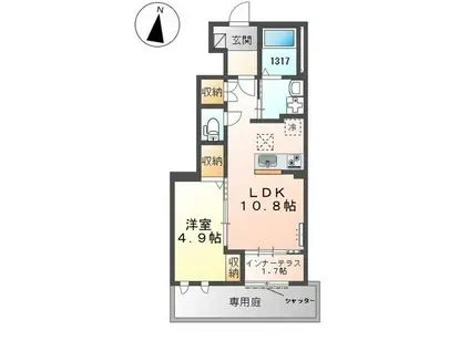 アドニス(1LDK/1階)の間取り写真