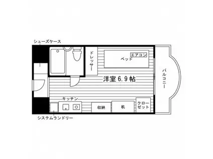 女子学生会館 文京女子学生ハイツ(ワンルーム/2階)の間取り写真